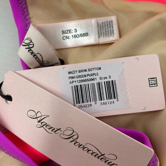 Agent Provocateur Mazzy Pink Green Purple Bikini Set AP3 Medium NWT - Picture 12 of 12